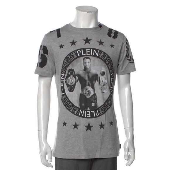 Plein Sport Mike Tyson‎ Boxing Hall of Fall New T-Shirt Size Large hertiage gray
